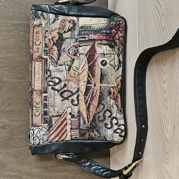 Vintage SAS Tapestry European Cafe Leather Crossbody Bag - Picture 2 of 16